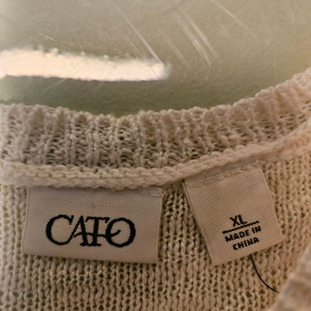 Cato Junior XL NWOT Cream Lightweight Summer Sweater 3/4 Sleeve Boho Chic - Picture 4 of 10
